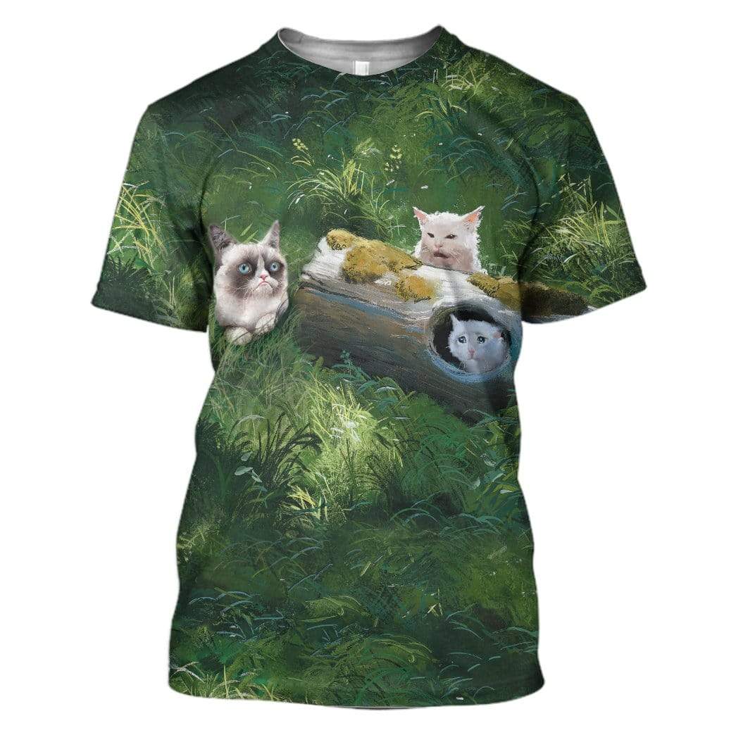 Gearhuman 3D Cat Meme Custom T-Shirts Hoodies Apparel CT-TA1202202 3D Custom Fleece Hoodies T-Shirt S 