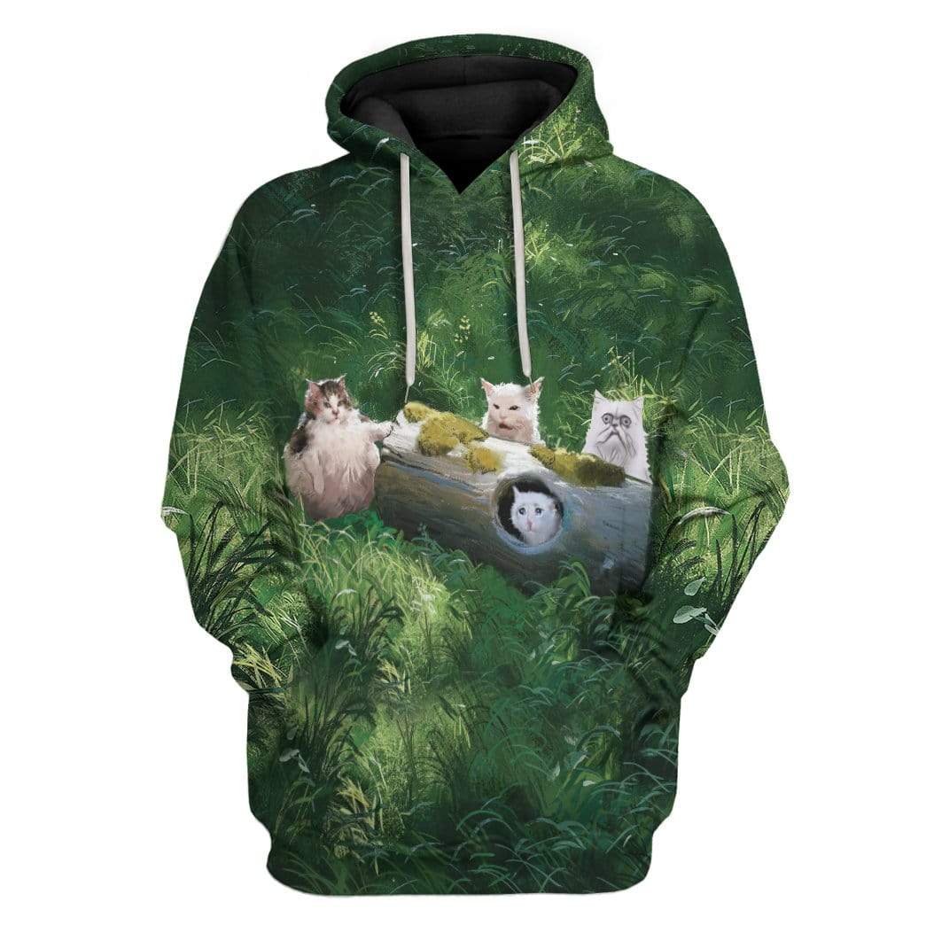 Gearhuman 3D Cats Meme Custom T-Shirts Hoodies Apparel CT-TA1302201 3D Custom Fleece Hoodies Hoodie S 