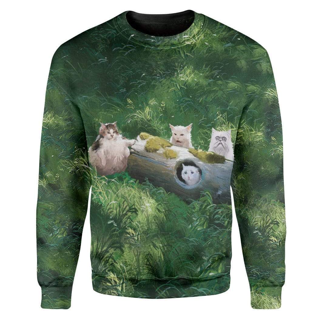 Gearhuman 3D Cats Meme Custom T-Shirts Hoodies Apparel CT-TA1302201 3D Custom Fleece Hoodies Long Sleeve S 