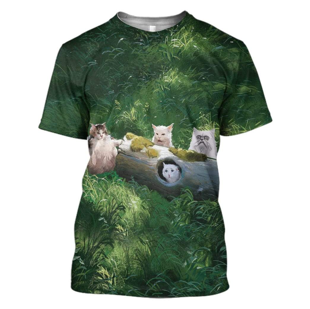 Gearhuman 3D Cats Meme Custom T-Shirts Hoodies Apparel CT-TA1302201 3D Custom Fleece Hoodies T-Shirt S 