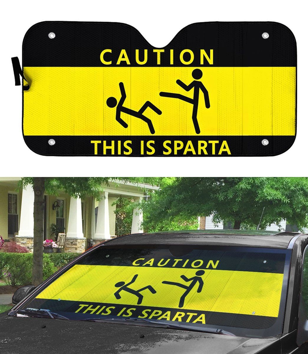 Gearhuman 3D Caution This Is Sparta Auto Sunshade ZK2805211 Auto Sunshade 