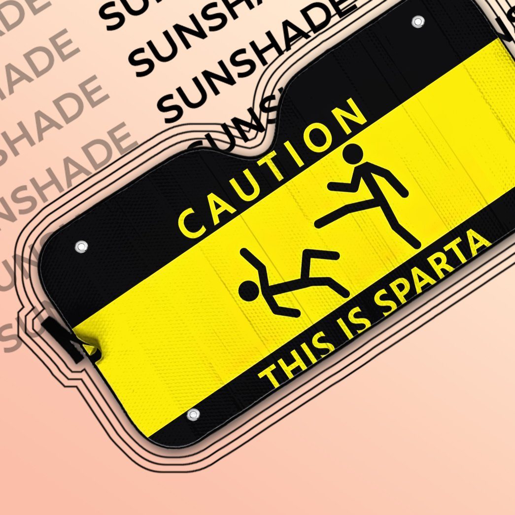 Gearhuman 3D Caution This Is Sparta Auto Sunshade ZK2805211 Auto Sunshade 