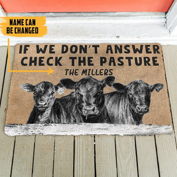 Gearhumans 3D Check The Angus Cattle Pasture Custom Name Doormat