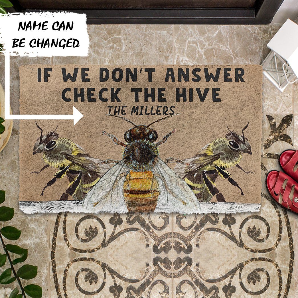 Gearhuman 3D Check The Bee Hive Custom Name Doormat GB05032 Doormat