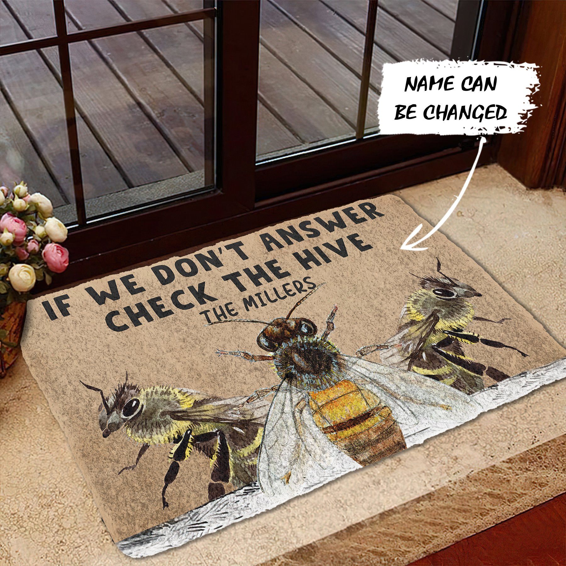 Gearhuman 3D Check The Bee Hive Custom Name Doormat GB05032 Doormat