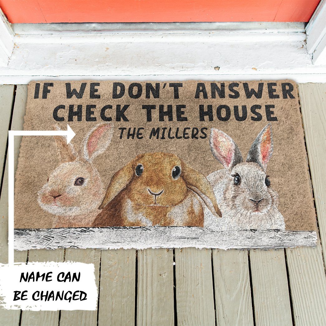 Gearhuman 3D Check The Bunny House Custom Name Doormat GB23026 Doormat
