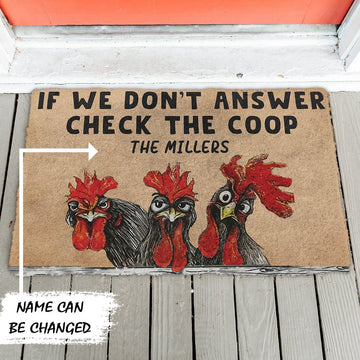 Gearhumans 3D Check The Chicken Coop Custom Name Doormat