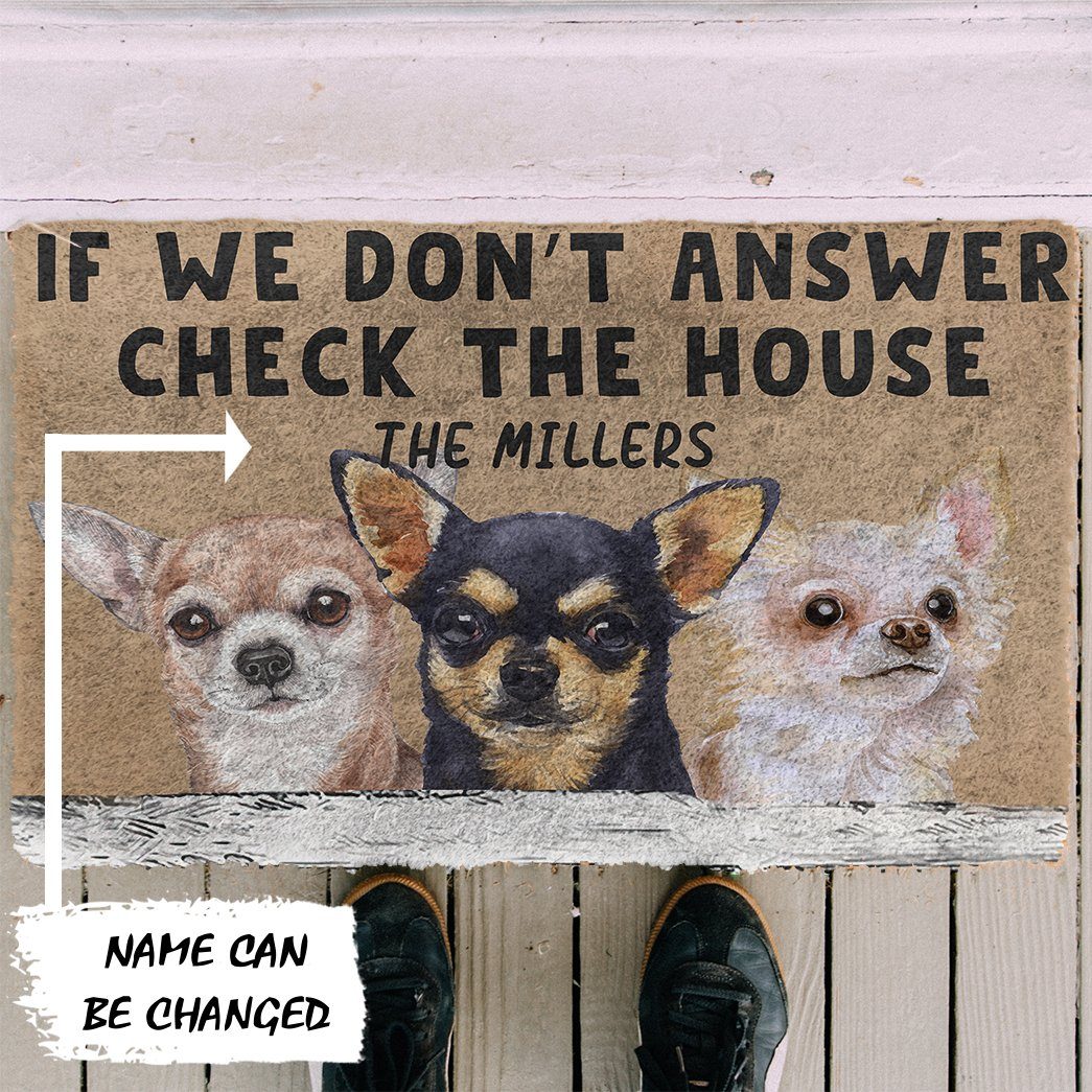 Gearhuman 3D Check The Chihuahua House Custom Name Doormat GB23028 Doormat