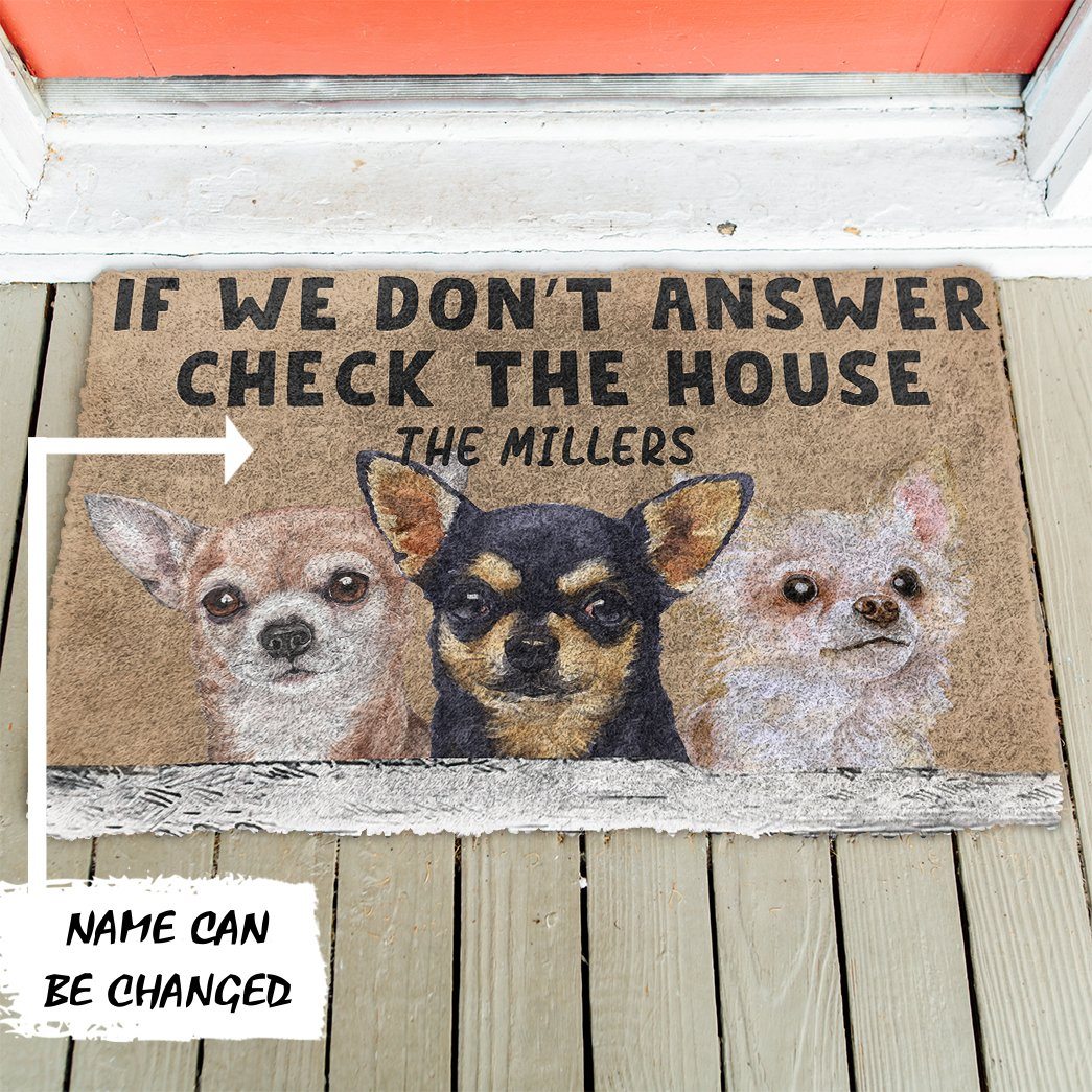 Gearhuman 3D Check The Chihuahua House Custom Name Doormat GB23028 Doormat