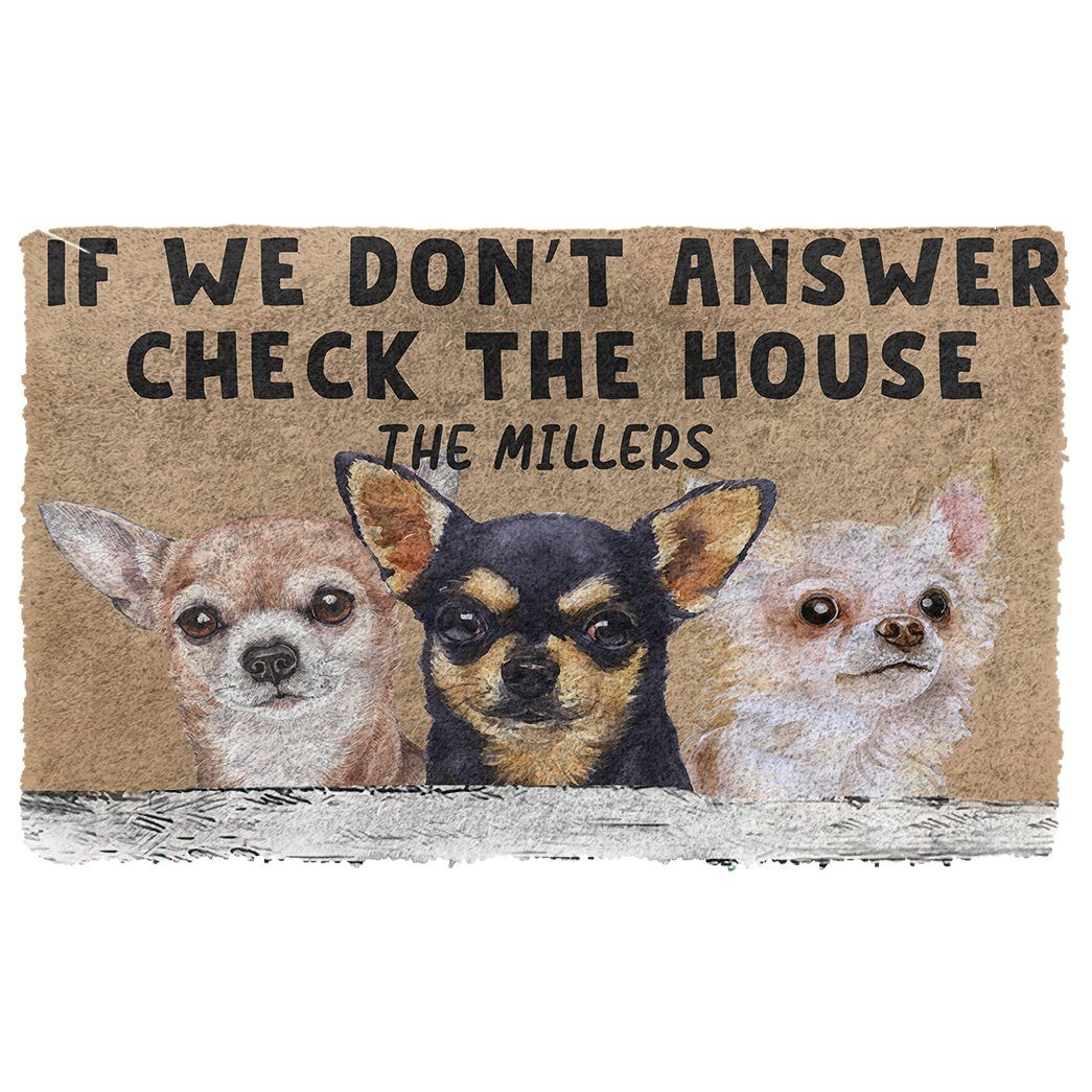 Gearhuman 3D Check The Chihuahua House Custom Name Doormat GB23028 Doormat Doormat S(15,8''x23,6'')