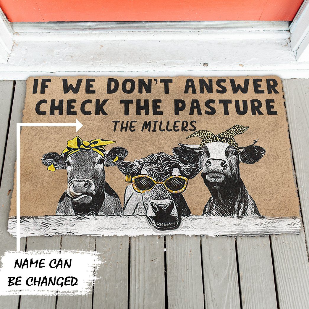 Gearhuman 3D Check The Cow Pasture Custom Name Doormat GB170214 Doormat