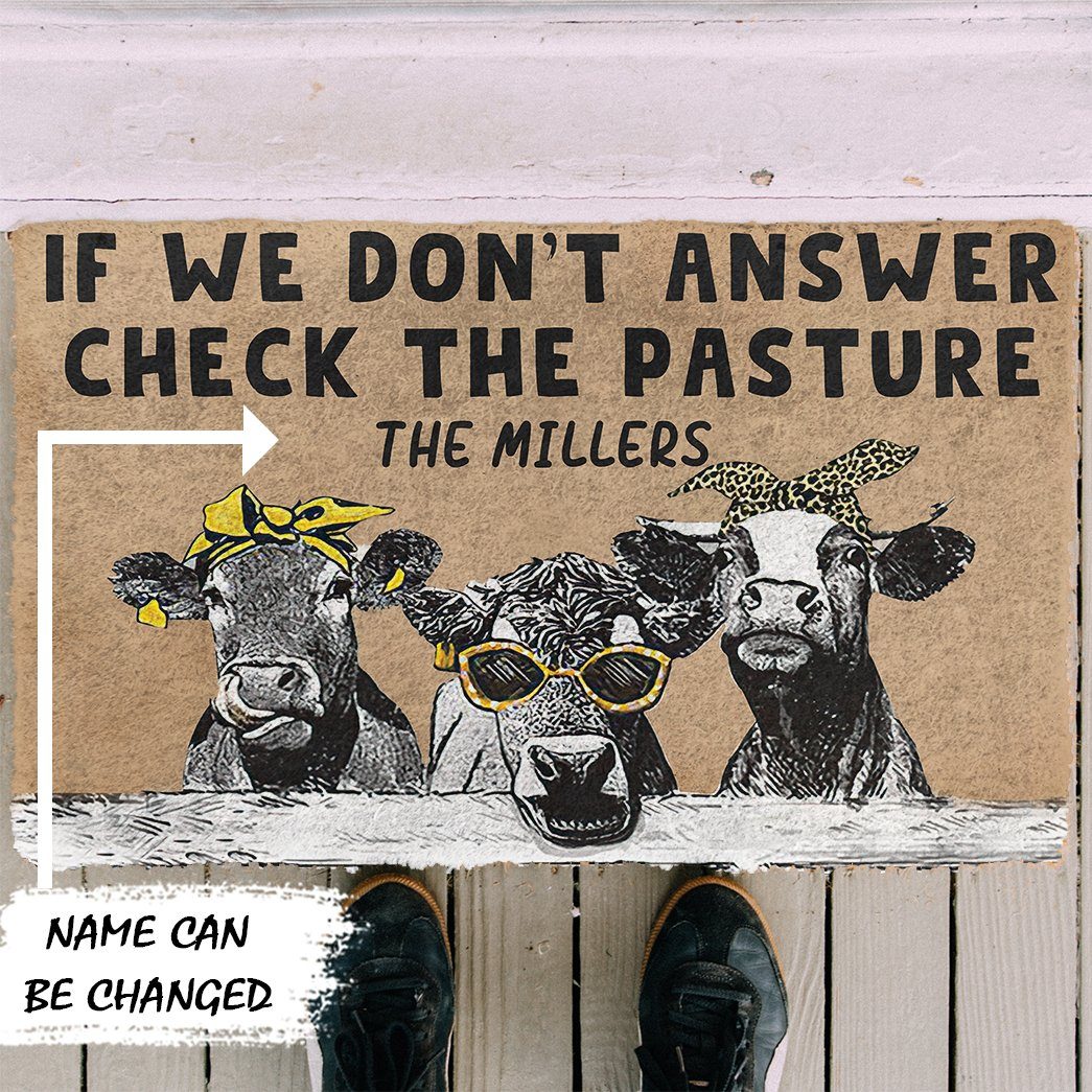 Gearhuman 3D Check The Cow Pasture Custom Name Doormat GB170214 Doormat