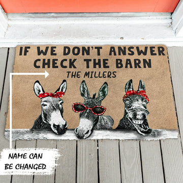 Gearhumans 3D Check The Donkey Barn Custom Name Doormat