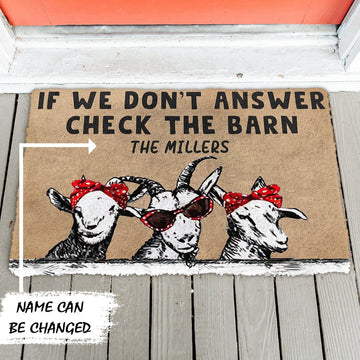 Gearhumans 3D Check The Goat Barn Custom Name Doormat