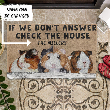 Gearhumans 3D Check The Guinea Pig House Custom Name Doormat