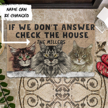 Gearhumans 3D Check The Maine Coon House Custom Name Doormat