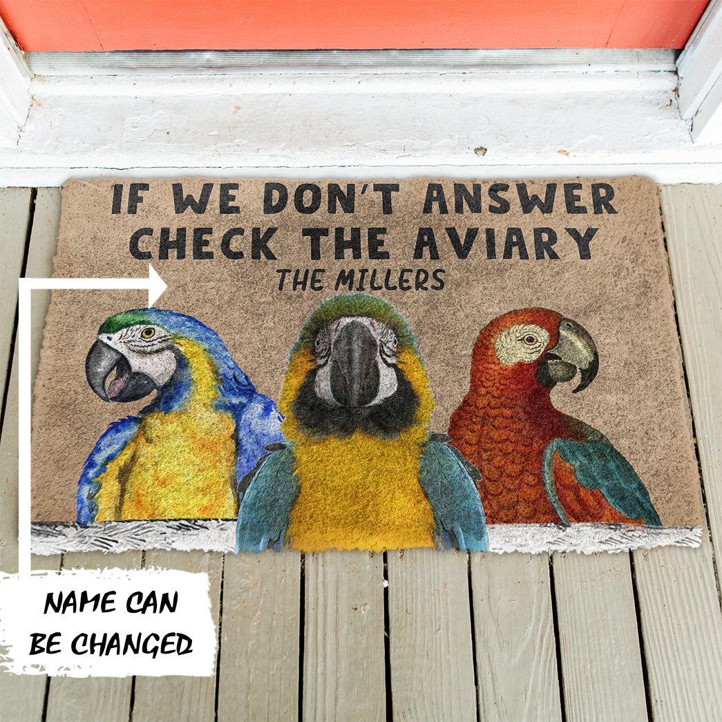 Gearhuman 3D Check The Parrot Aviary Custom Name Doormat GB05033 Doormat