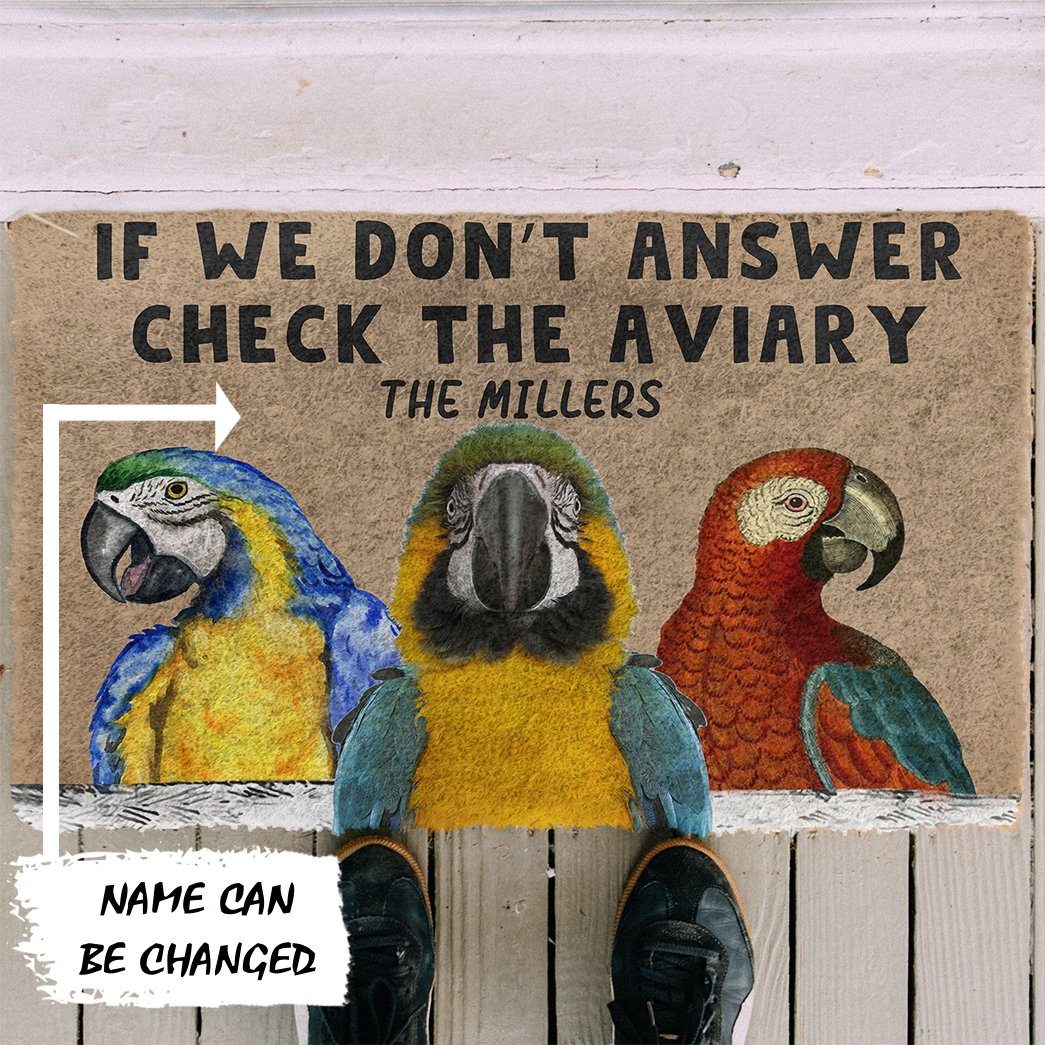 Gearhuman 3D Check The Parrot Aviary Custom Name Doormat GB05033 Doormat