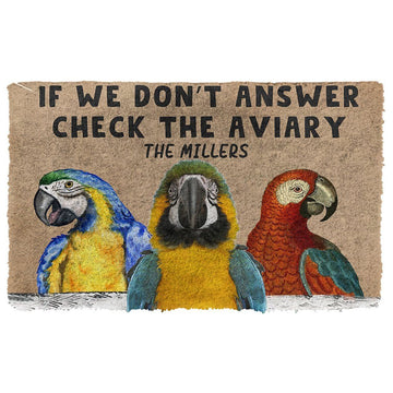 Gearhumans 3D Check The Parrot Aviary Custom Name Doormat