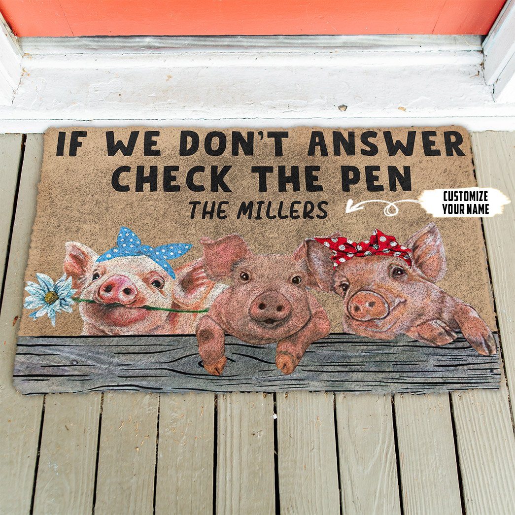 Gearhuman 3D Check The Pig Pen Custom Name Doormat GB170216 Doormat