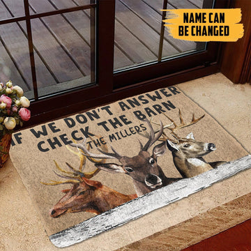 Gearhumans 3D Check The Reindeer Barn Custom Name Doormat