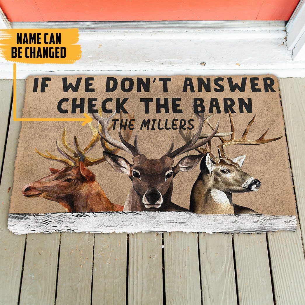 Gearhuman 3D Check The Reindeer Barn Custom Name Doormat GB23029 Doormat