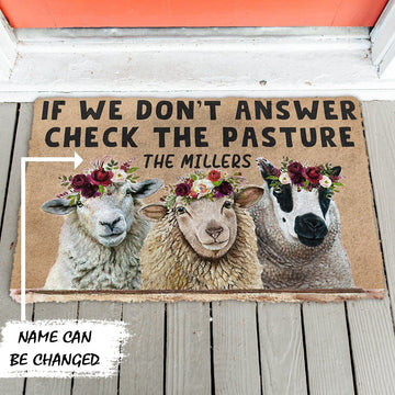 Gearhumans 3D Check The Sheep Pasture Custom Name Doormat