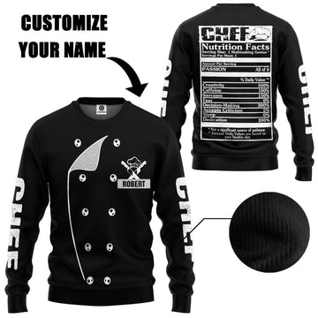 Gearhumans 3D Chef Black Uniform Custom Name Tshirt Hoodie Apparel