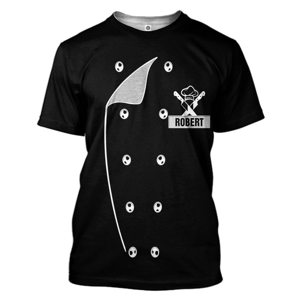 Gearhuman 3D Chef Black Uniform Custom Name Tshirt Hoodie Apparel GB010216 3D Apparel T-Shirt S
