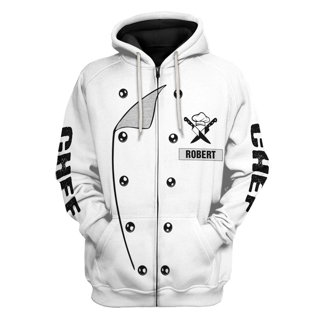 Gearhuman 3D Chef Uniform Custom Name Tshirt Hoodie Apparel GB26016 3D Apparel Zip Hoodie S
