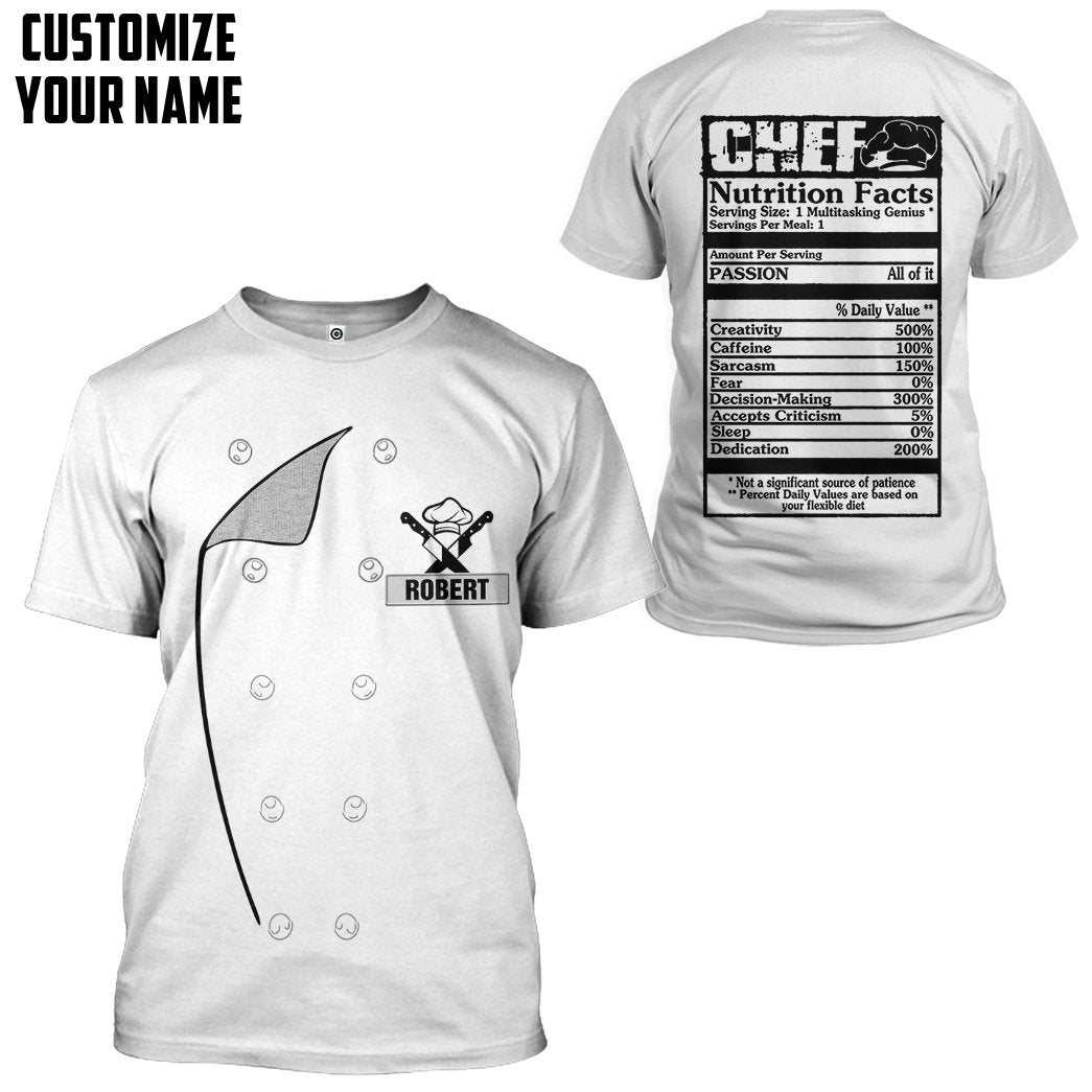 Gearhuman 3D Chef White Uniform Custom Name Tshirt Hoodie Apparel GB180212 3D Apparel