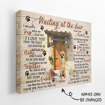 Gearhumans 3D Chihuahua Waiting At The Door Custom Name Canvas
