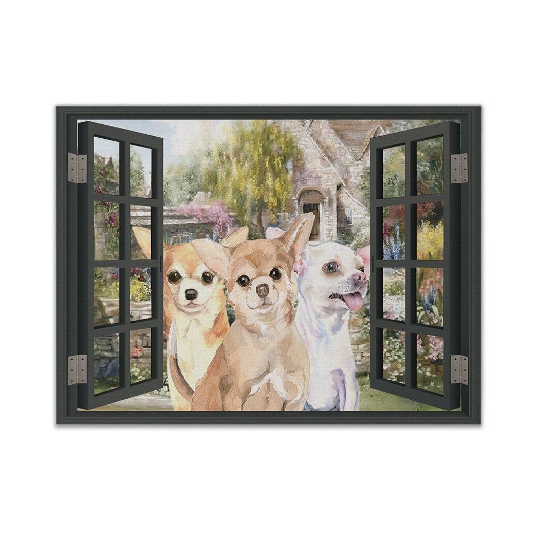 Gearhuman 3D Chihuahua Window Canvas GK250144 Canvas 1 Piece Non Frame M