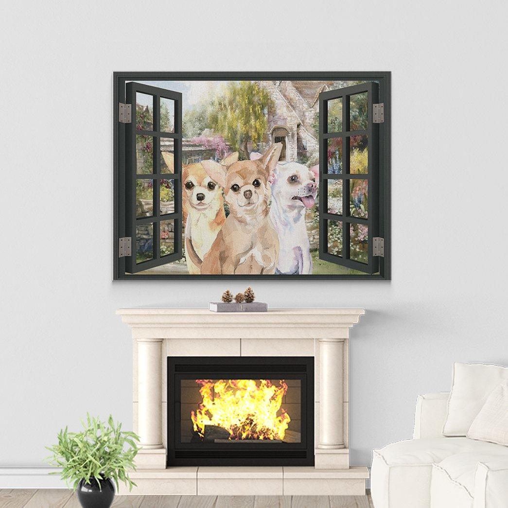 Gearhuman 3D Chihuahua Window Canvas GK250144 Canvas