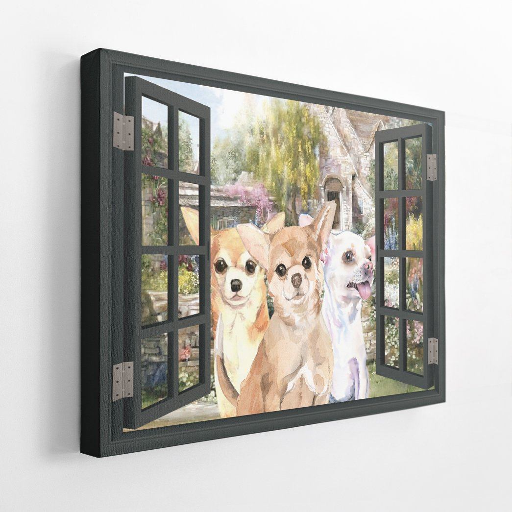 Gearhuman 3D Chihuahua Window Canvas GK250144 Canvas