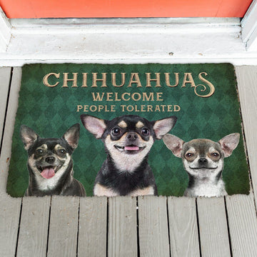 Gearhumans 3D Chihuahuas Welcome People Tolerated Doormat