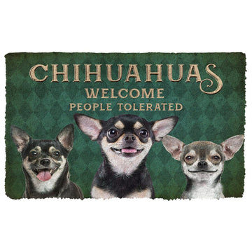 Gearhuman 3D Chihuahuas Welcome People Tolerated Doormat GK260133 Doormat Doormat S(15,8''x23,6'')