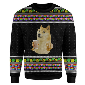 Gearhuman 3D Choccy Milk Meme Doge Ugly Sweater Custom Sweatshirt Apparel GV09096 Sweatshirt Sweatshirt S 