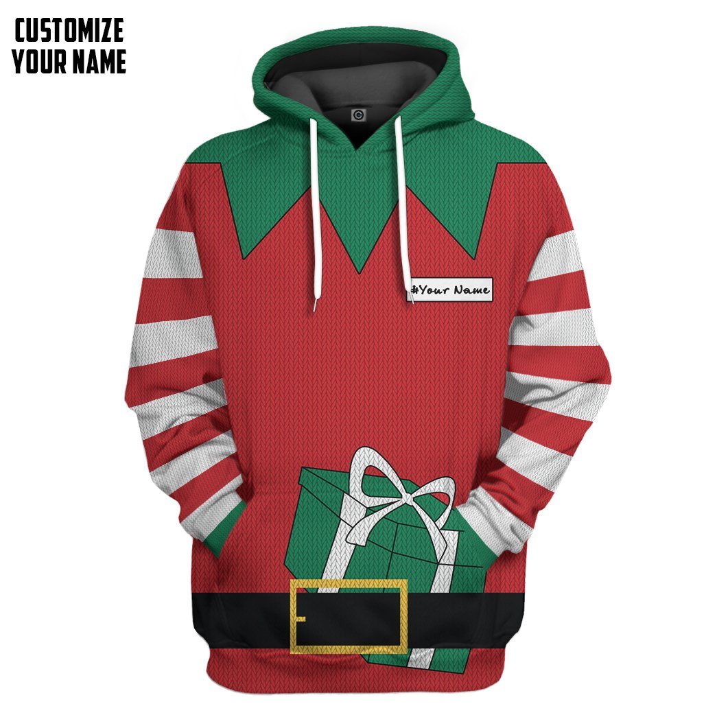 Gearhuman 3D Christmas Elf Custom Name Hoodie Apparel GC06101 3D Apparel Hoodie S 