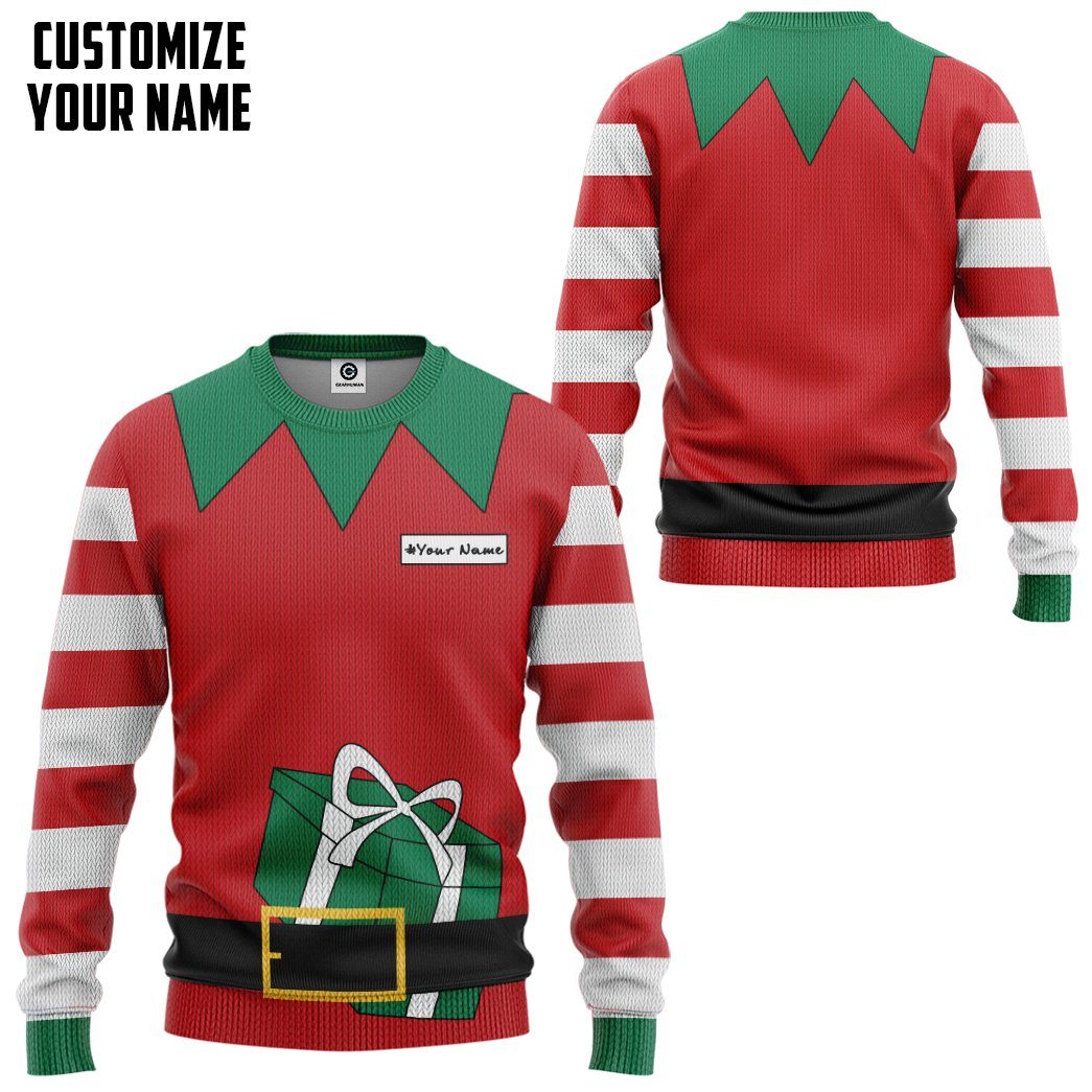 Gearhuman 3D Christmas Elf Custom Name Sweatshirt Apparel GC06101 Sweatshirt 