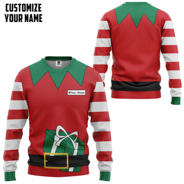 Gearhumans 3D Christmas Elf Custom Name Sweatshirt Apparel