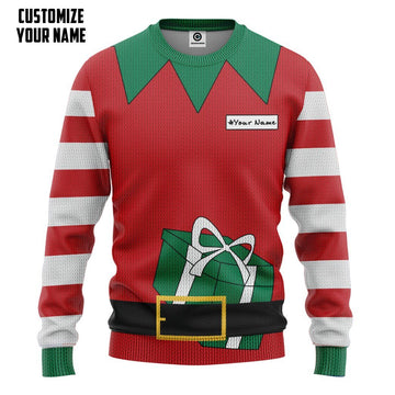 Gearhumans 3D Christmas Elf Custom Name Sweatshirt Apparel