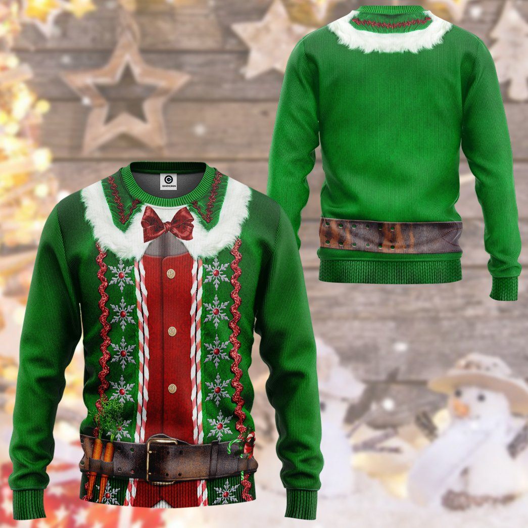 Gearhuman 3D Christmas Elf Custom Sweatshirt Apparel GW06104 Sweatshirt 