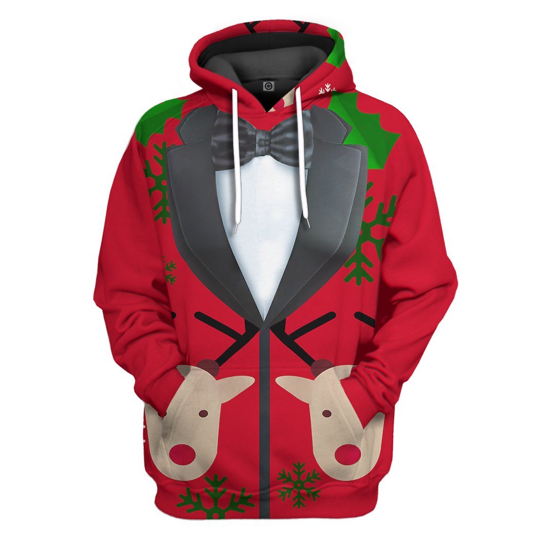 Gearhuman 3D Christmas Faux Suit Custom Tshirt Hoodie Apparel GC04112 3D Apparel Hoodie S 