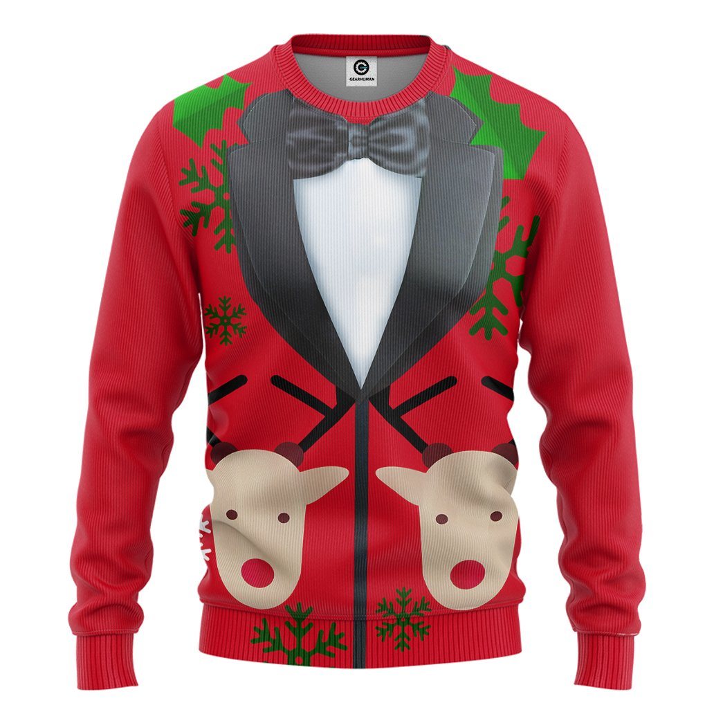 Gearhuman 3D Christmas Faux Suit Custom Tshirt Hoodie Apparel GC04112 3D Apparel Long Sleeve S 
