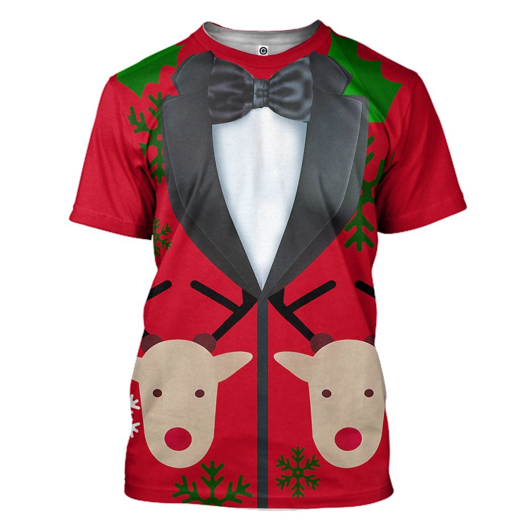 Gearhuman 3D Christmas Faux Suit Custom Tshirt Hoodie Apparel GC04112 3D Apparel T-Shirt S 