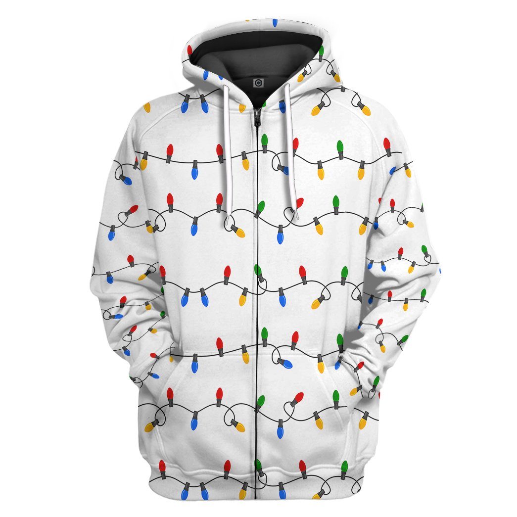 Gearhuman 3D Christmas Light Custom Tshirt Hoodie Apparel GC06114 3D Apparel Zip Hoodie S 