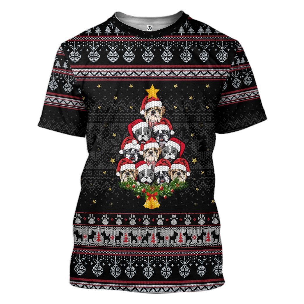 Gearhuman 3D Christmas Pitbull Custom Tshirt Hoodie Apparel GJ15107 3D Apparel T-Shirt S 
