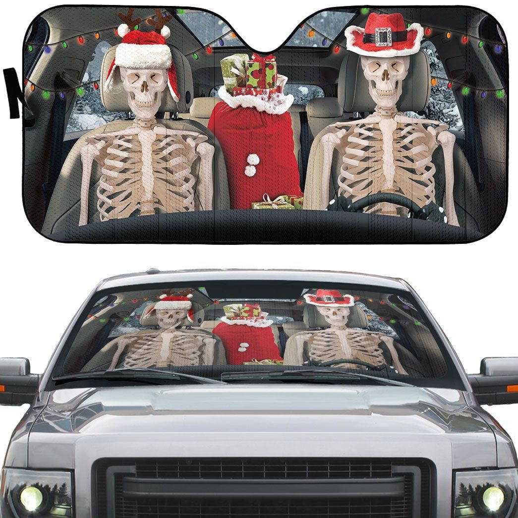 Gearhuman 3D Christmas Skeleton Couple Custom Car Auto Sunshade GW07107 Auto Sunshade 
