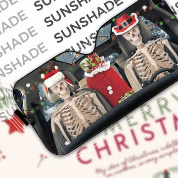 Gearhumans 3D Christmas Skeleton Couple Custom Car Auto Sunshade